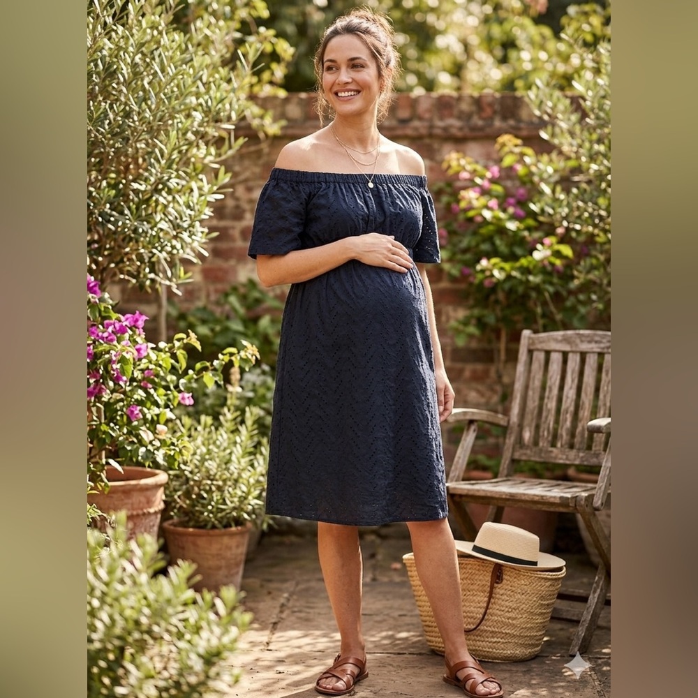 GAP Navy Off-Shoulder Maternity Dress